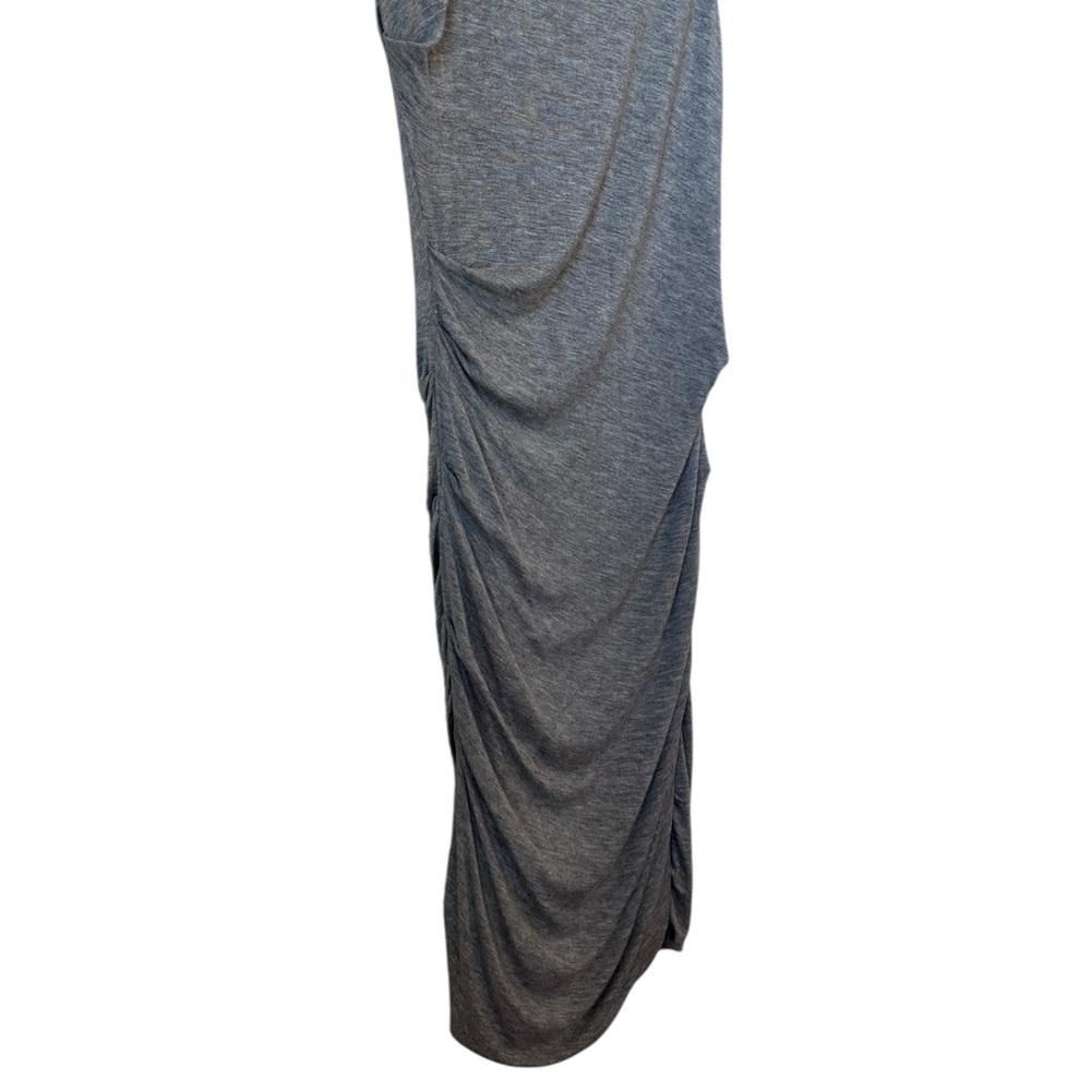 RACHEL Rachel Roy Ruched Bodycon Midi Dress Sz M Stretchy Lightweight Neutral - Picture 3 of 8